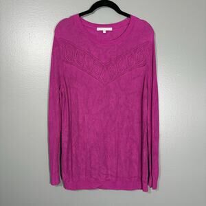 Daniel Rainn Retro Pink Crochet Lace Trim Sweater - Size 2X - Women's Plus Size